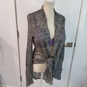 Eileen Fisher 100% Linen Open Front Longline Cardigan Size LP